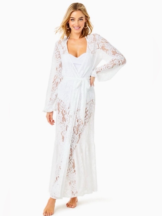 Lilly Pulitzer Other - Lilly Pulitzer Dress Adela Maxi Coverup Resort White Paradise Found Lace Size L
